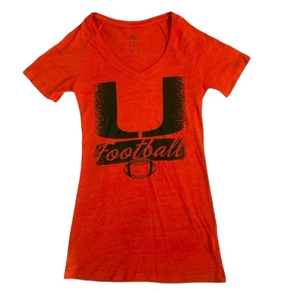 Adidas Brand University of Miami Orange Football T-Shirt - Size Small - Picture 1 of 9